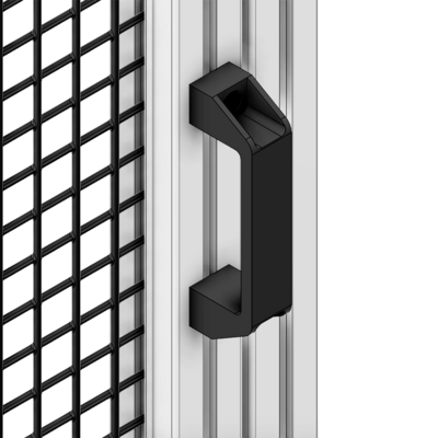 50-211-3SS MODULAR SOLUTIONS 120 BLACK NYLON PULL HANDLE<BR>STAINLESS STEEL HARDWARE 26MM X 137MM X 41MM